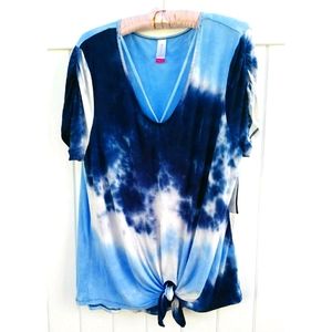 New No Boundaries blue tie dye tie waist top XXXL